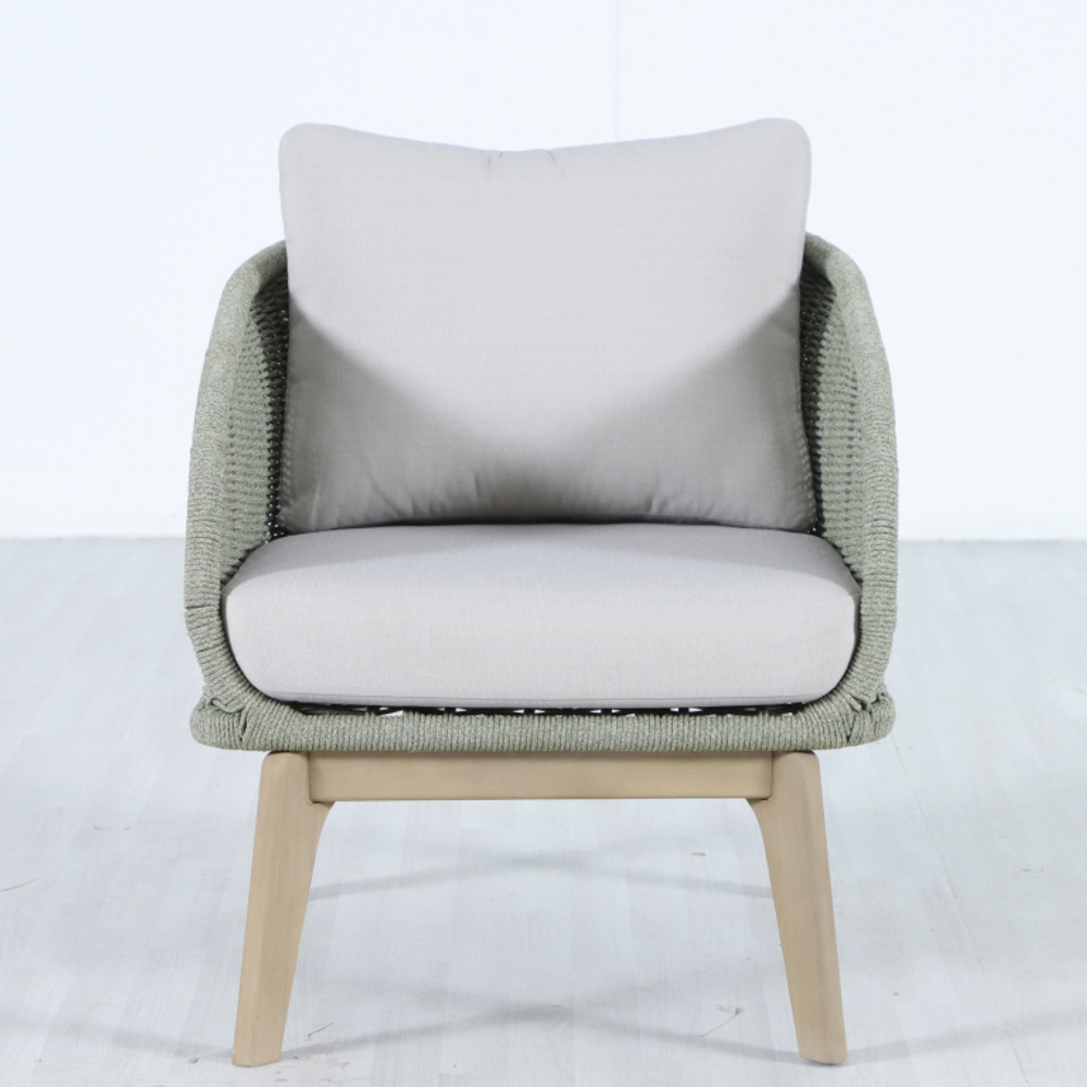 Кресло деревянное с подушками Tagliamento Madrague, светлый тик, бежевый