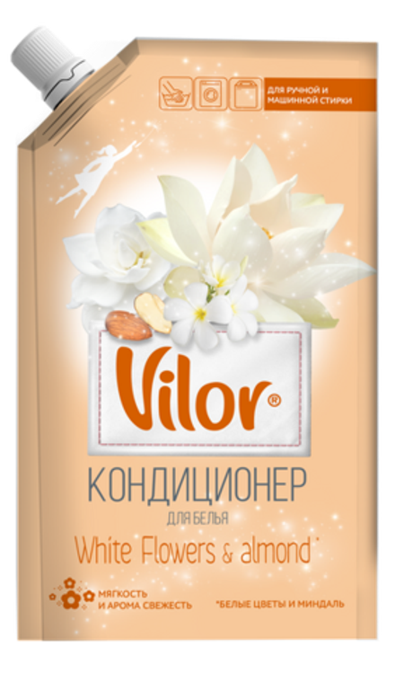Кондиционер для белья VILOR Миндаль и белые цветы, 1000 мл