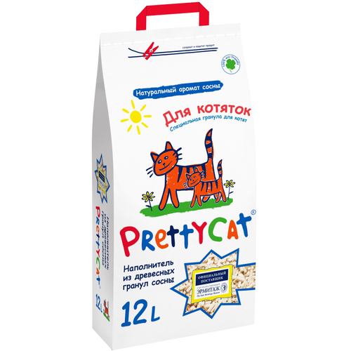 PrettyCat Наполнитель впитывающий из древесных гранул сосны 5 мм для котят, 4 кг (12 л)