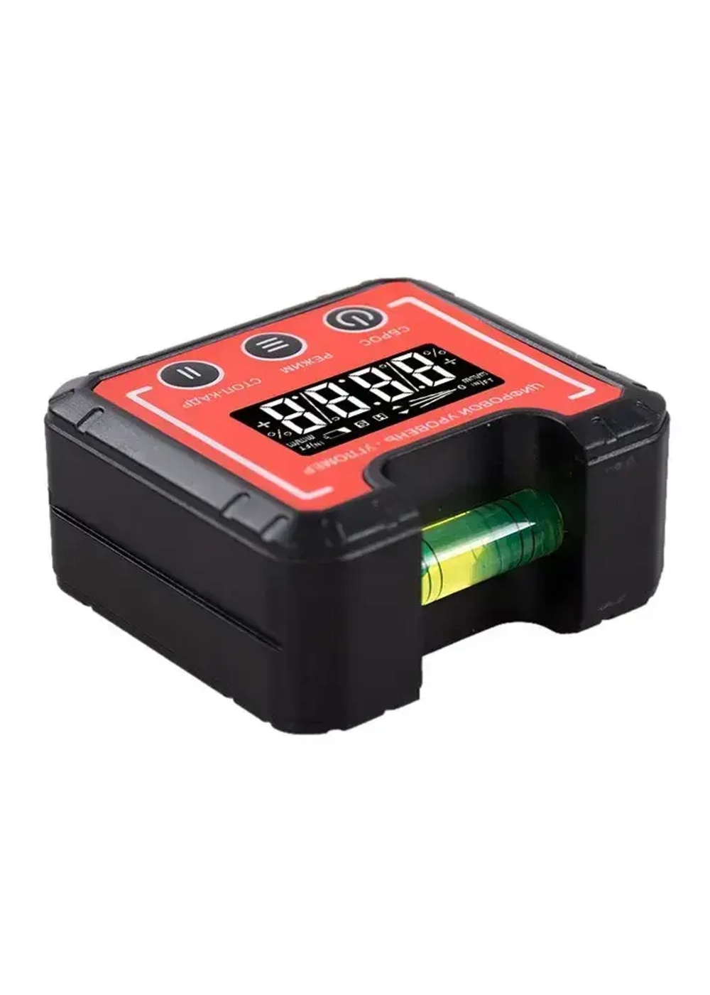 Компактный электронный уровень-угломер с магнитом 65 мм TECHNICOM TC-LA65C - 0-360, ЖК дисплей, 2 магнита, автокалибровка, автоотключение