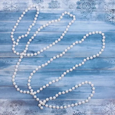 Бусы на ёлку 2,0 м «Шарик средний» d-8мм, Белый