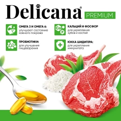 Delicana сухой полнорационный корм для взрослых собак мелких пород ягненок и рис, 8кг