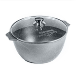 Кастрюля алюм, антиприг, 8 л, с крыш, крышка стекло, кругл, Мечта, Гранит, 48701, сер