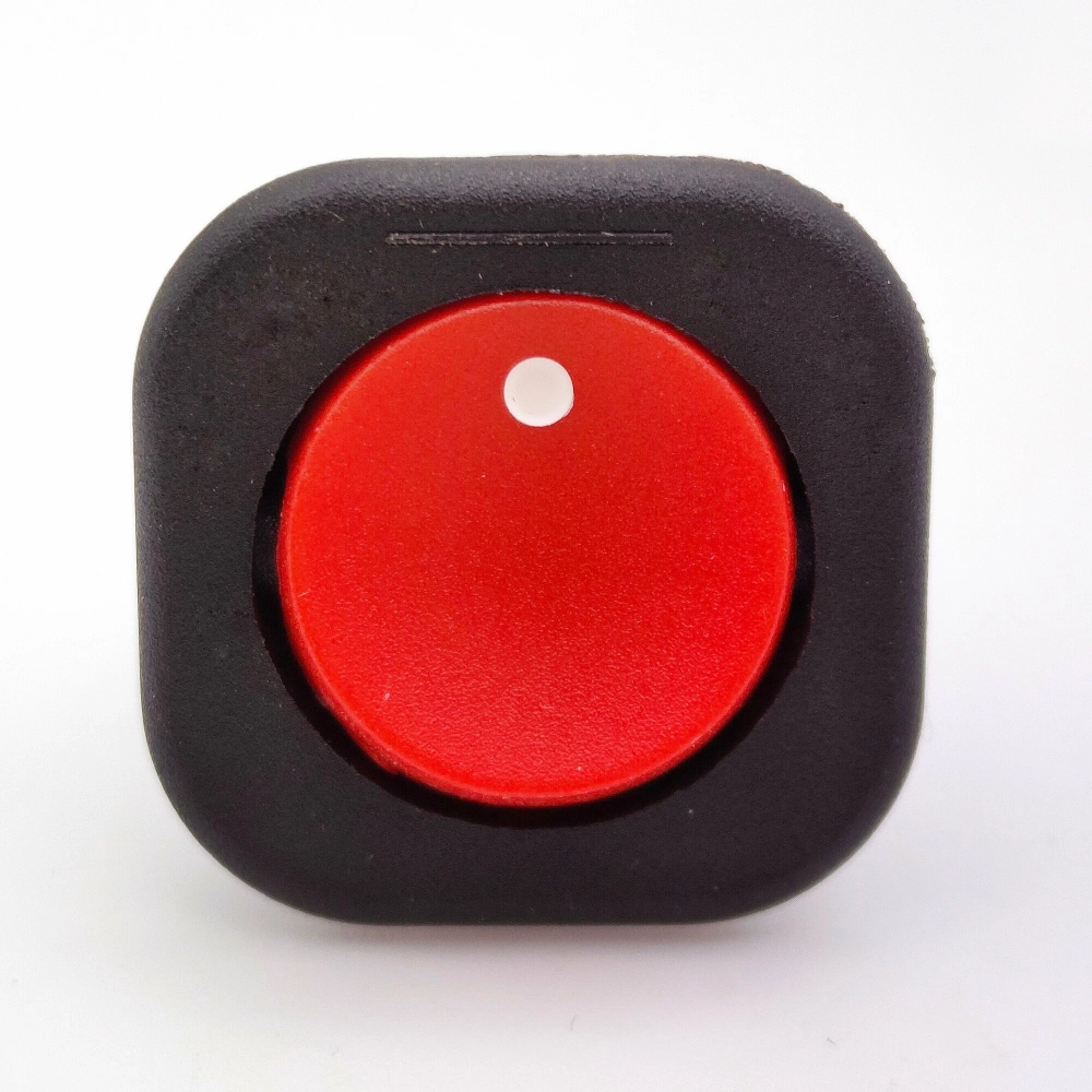 Выключатель клавишный круглый 250V 6А (2с) под винт ON-OFF красный (+провода 15 см с НШВИ)