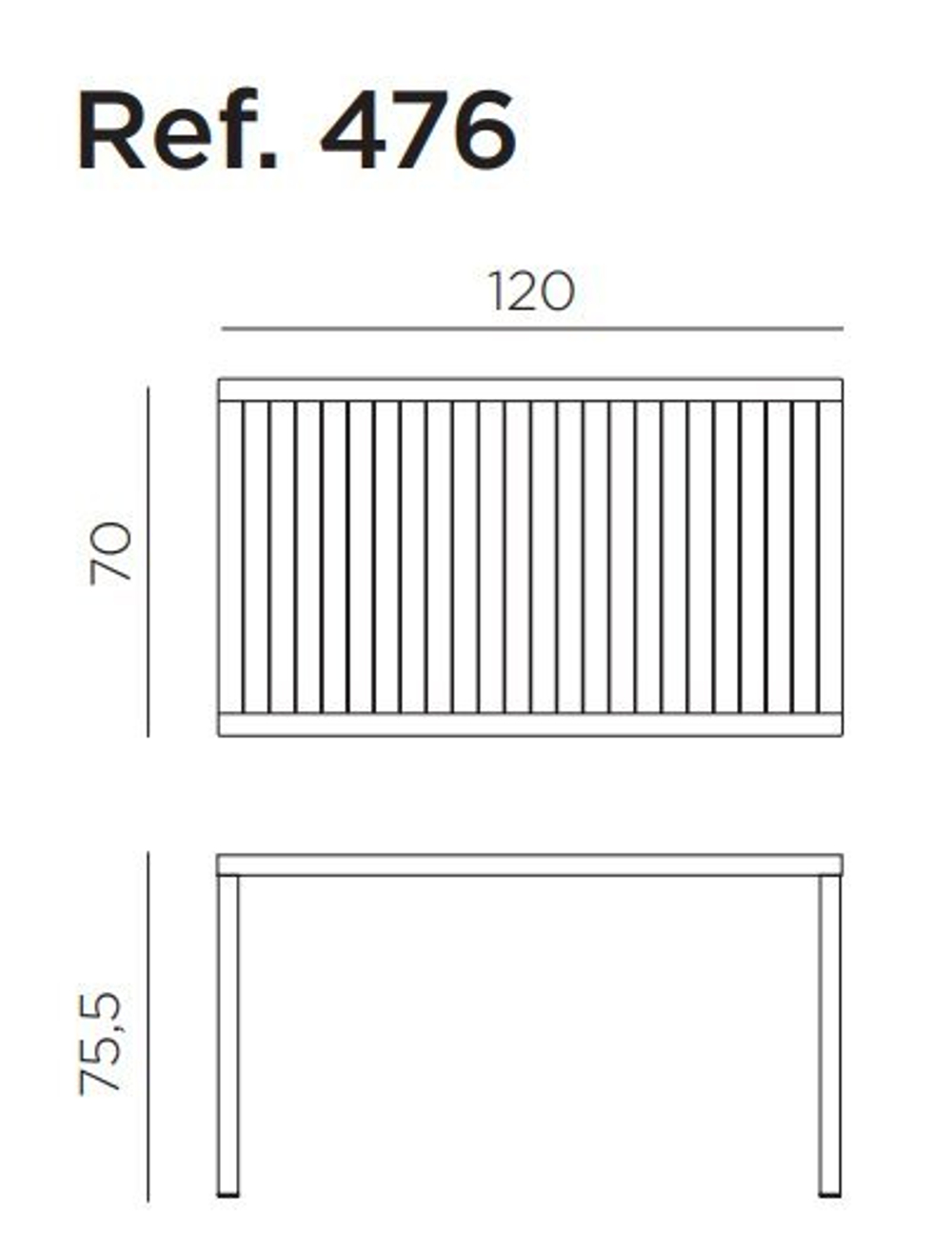 Стол пластиковый обеденный Nardi Cube 120x70, антрацит