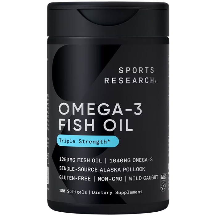 Рыбий жир с Омега-3 1250 мг, Omega-3 Fish Oil AlaskOmega 1250 mg, Sports Research, 180 капсул
