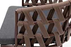 "Диего" стул плетеный из роупа, каркас из стали коричневый (RAL8016) муар, роуп коричневый круглый, ткань темно-серая 027