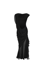 Платье макси из вискозы и шелка с открытой спиной