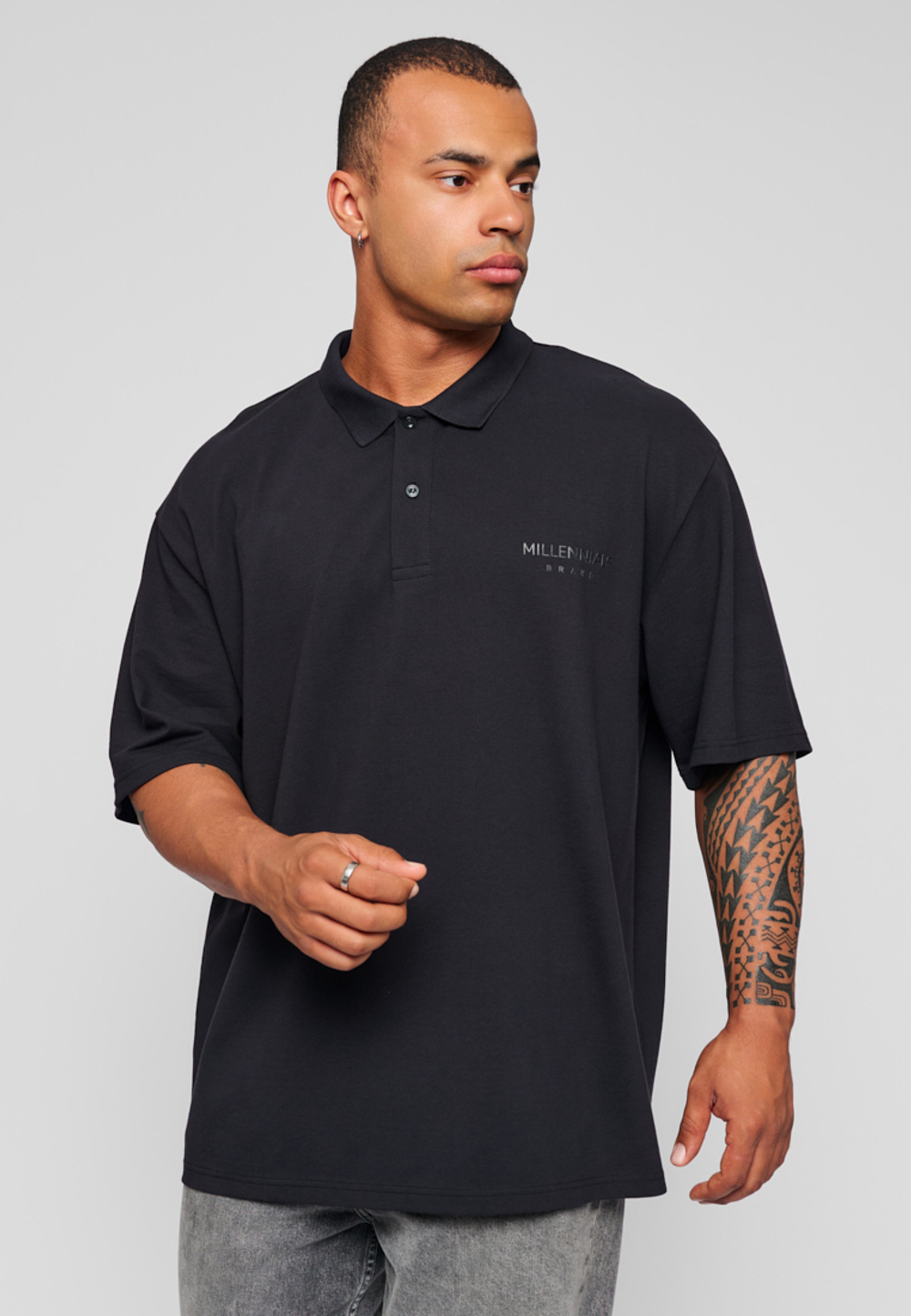 Футболка-поло "Медведь" Черная