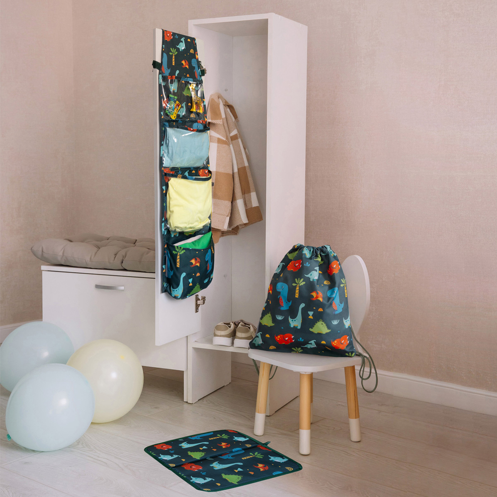 Набор для детского сада: кармашек, коврик, мешок. Динозавры принт