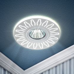 DK LD31 WH Светильник ЭРА декор cо светодиодной подсветкой MR16, 220V, max 11W, белый | Встраиваемые LED светильники