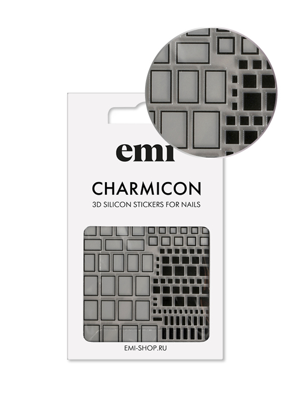 Charmicon 3D Silicone Stickers №160 Квадраты черные