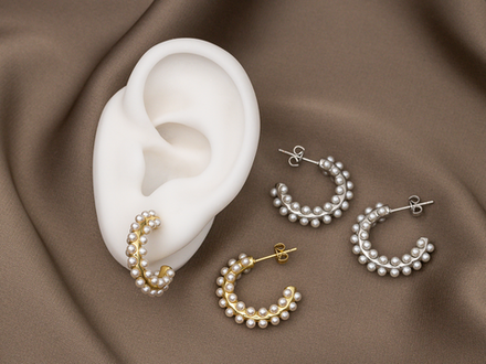 Серьги-Кольца 22,5мм с бусинами