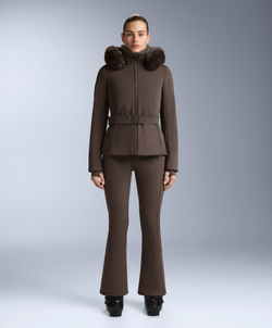 OYSHO Водонепроницаемые эластичные брюки-клеш SKI, темно-коричневый