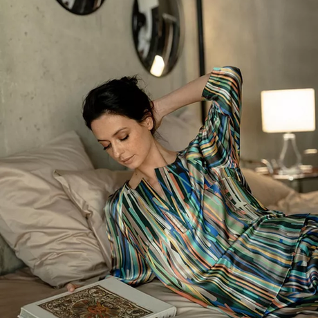 Блуза женская многоцветная с узором полоски Mollen