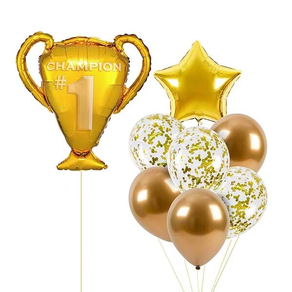 Композиция воздушных шаров "Для чемпиона" с золотой звездой