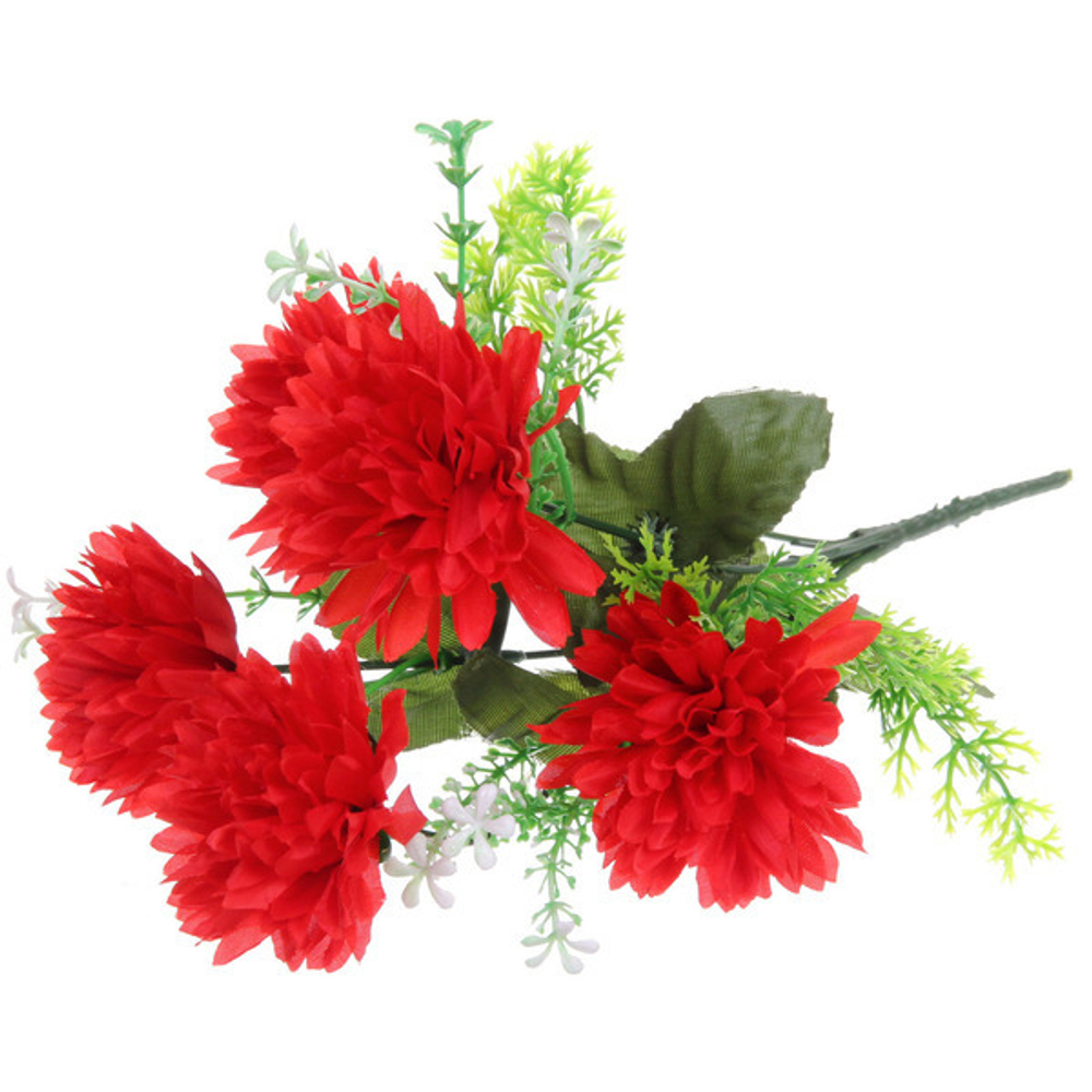 Букет цветов 33см «Георгина» красный 5 цветков