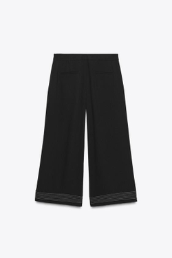 ZARA БРЮКИ-КЮЛОТЫ С ПЛИССИРОВАННЫМ НИЗОМ, ЧЕРНЫЙ