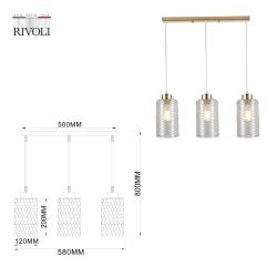 Светильник подвесной (подвес) Rivoli Malice 9124-203 3 х Е27 40 Вт модерн потолочный | Rivoli