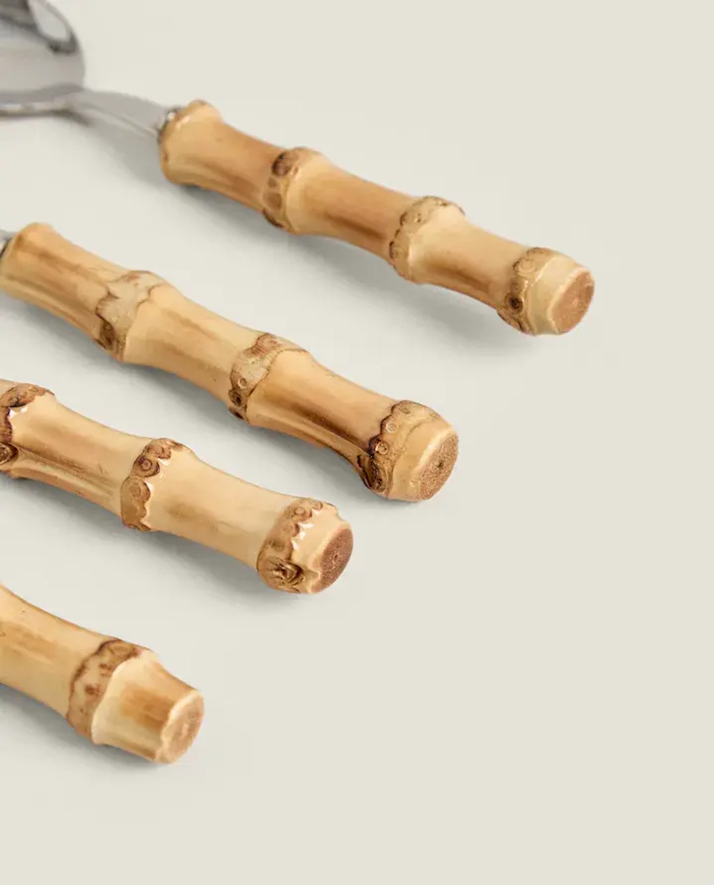 ZARA HOME НАБОР ДЕСЕРТНЫХ ЛОЖЕК С БАМБУКОВОЙ РУЧКОЙ (НАБОР ИЗ 4 ПРЕДМЕТОВ), КОРИЧНЕВЫЙ