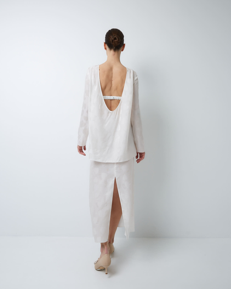 Юбка из смесового шелка Стелла Маккартни сердечки белый