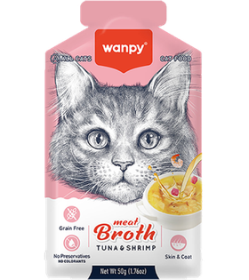Wanpy Cat Для кошек "Бульон" с тунцом и креветкой 50гр.