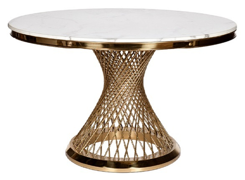 76AR-80551 Стол обеденный иск.мрамор Bianca Luna/зол d120*75