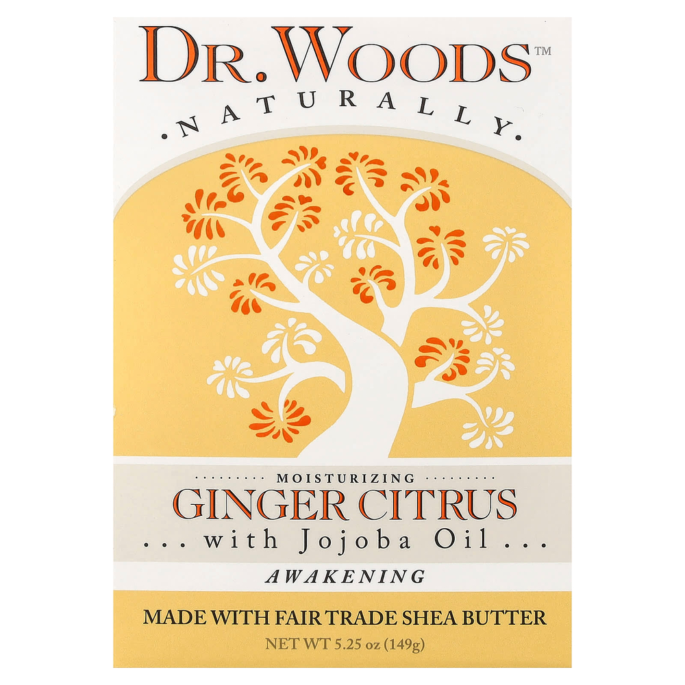 Dr. Woods, увлажняющее кусковое мыло, с имбирем и цитрусом, 149 г (5,25 унции)