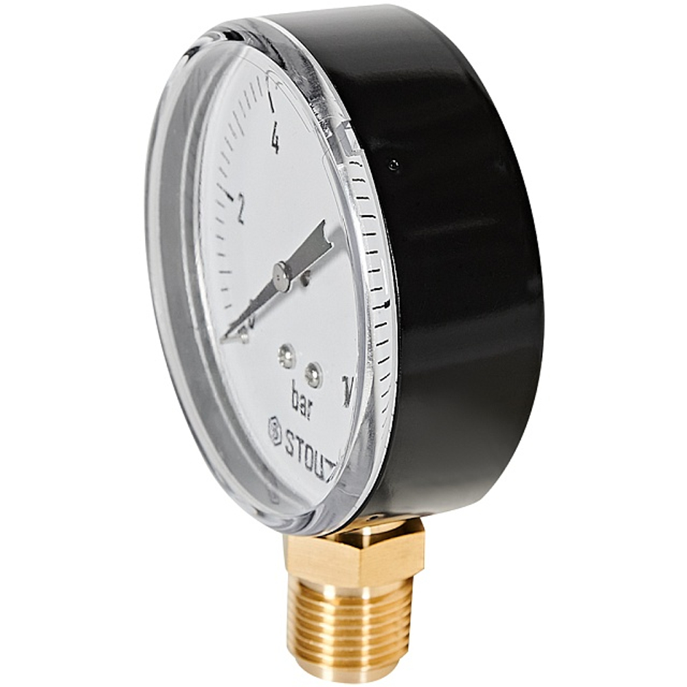 Манометр радиальный STOUT - 1/2" (D80 мм, шкала 0-10 бар)