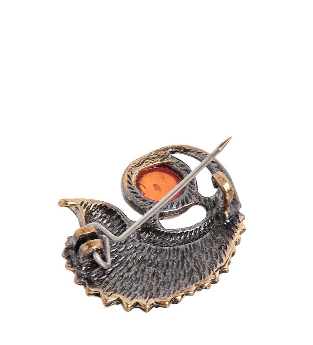 AM-2326 Брошь «Ежонок на шаре» (латунь, янтарь)