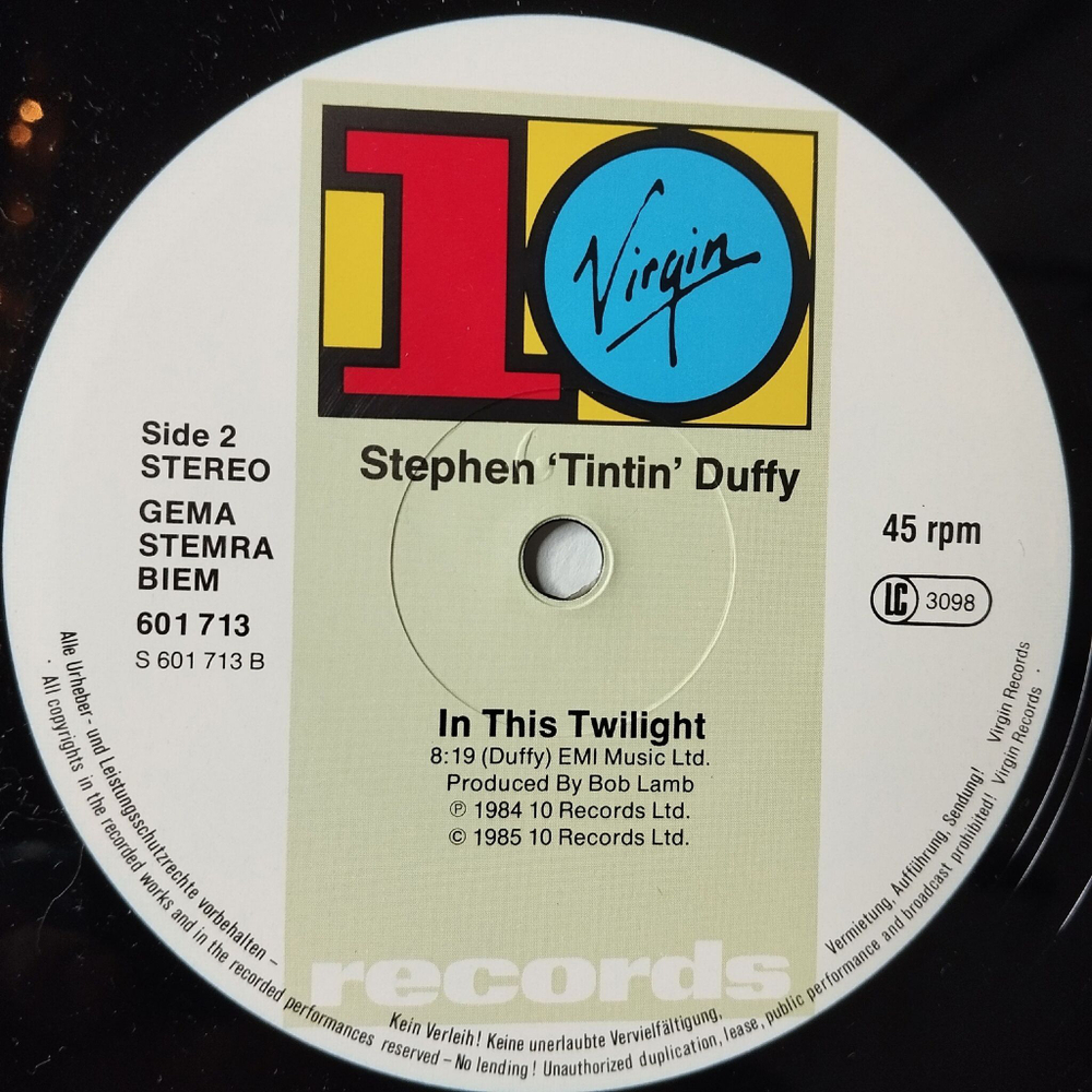 Винтажная виниловая пластинка LP Stephen Tintin Duffy Kiss Me (Germany 1985) 45 RPM Maxi Single