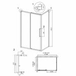 Душевой уголок Grossman Cosmo 140х80 120.K33.02.1480.21.00 профиль Черный матовый стекло прозрачное