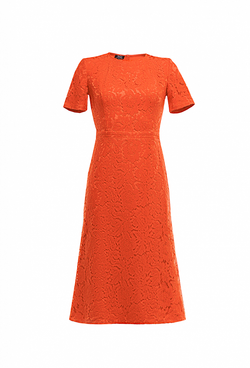Гипюровое платье коралловое 10-02-24 SS
