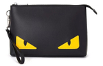FENDI Leather Clutch Regular Unisex Black
