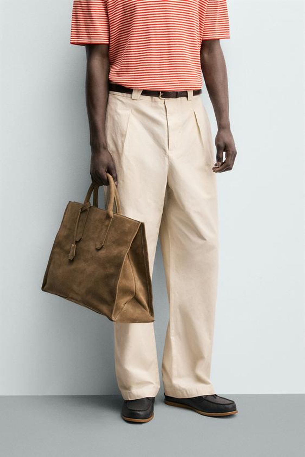 ZARA БРЮКИ STRAIGHT FIT ИЗ ХЛОПКА И ЛИОЦЕЛЛА, ПЕСОЧНЫЙ