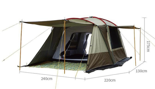 Просторная 4-6 местная кемпинговая палатка с большим козырьком (трехкомнатная)