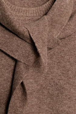 ZARA СВИТЕР С ШАРФОМ, СЕРО-КОРИЧНЕВЫЙ МЕЛАНЖ
