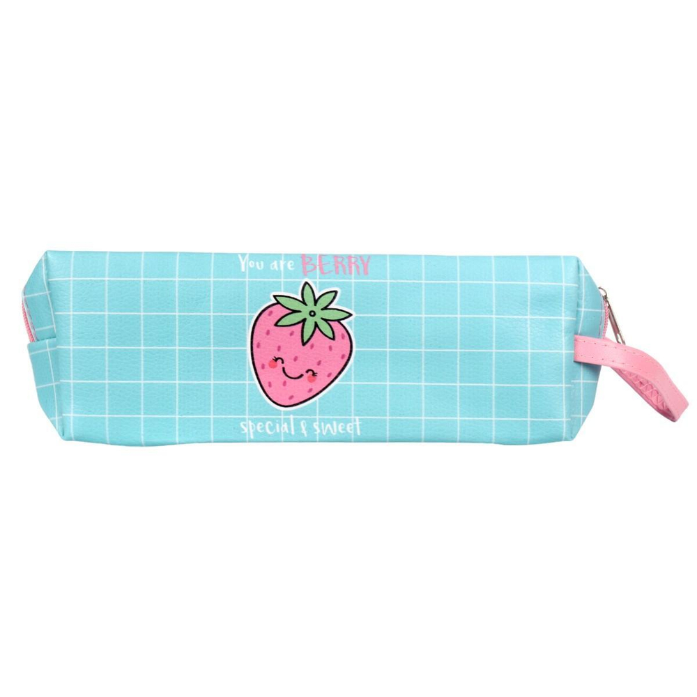 Пенал-косметичка "Фрукты" 6,5*4*20,5 см, кожзам, с ремешком, 4 дизайна микс