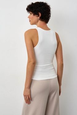 Майка из хлопка кремового цвета