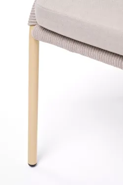 "Милан" стул плетеный из роупа, каркас алюминий (RAL1001), роуп бежевый круглый, ткань бежевая