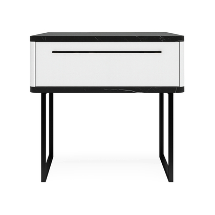 Тумба прикроватная на ножках ROYAL 5201 эко (Мрамор Неро-Черный-р.черная)