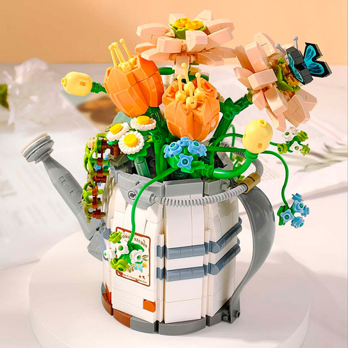 Конструктор Цветы "Букет в лейке" 973 дет.