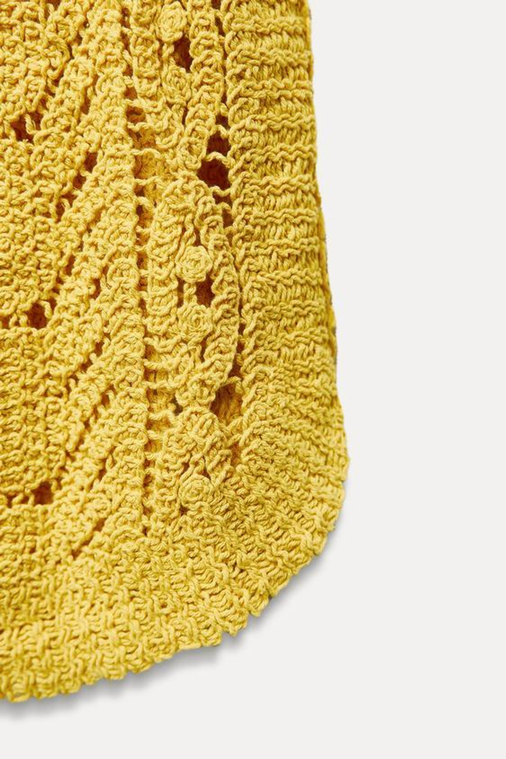 ZARA ТОП-ЖИЛЕТ ИЗ КРУЖЕВА КРОШЕ, ГОРЧИЧНЫЙ