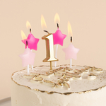 Набор свечей «1-й День Рождения Девочки», золото-розовый 7,5 см, 5 шт