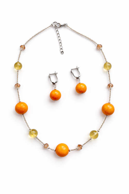 Комплект украшений из муранского стекла: колье, серьги