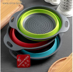 Набор дуршлаг силиконовый, складной, кухонный аксессуар для мытья фруктов и овощей, стильный,  2 шт (диаметр 22/9), красный