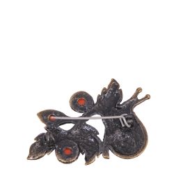 AM-4239 Брошь «Улитка Букетик» (латунь, янтарь)