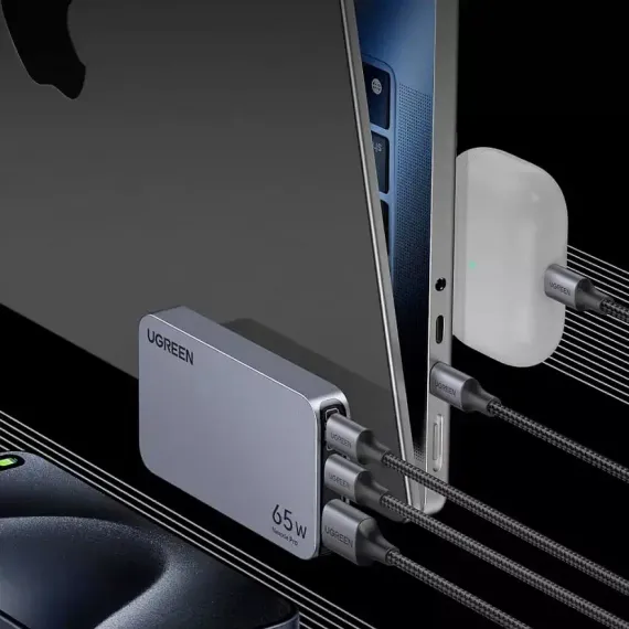 Ugreen X753 (25356) Nexode Pro 65W Ultra Slim USB-A + 2USB-C Grey