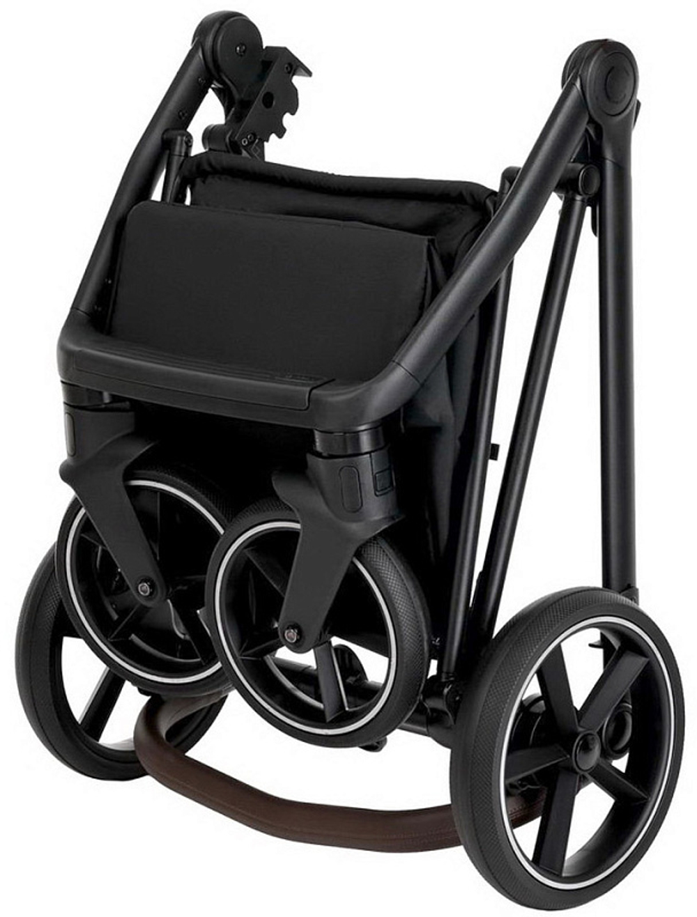 Детская коляска Roan Sol Кожа 3 в 1 с автокреслом Tutis Elo Black RSL/2024 White/Black/руч.Тем.коричневый