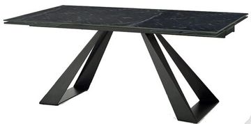 Стол FONDI 180 MARBLES NERO KL-116 Черный мрамор матовый, итальянская керамика/ черный каркас